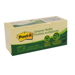 Nota Adhesiva 3M Post-It 653 Greener (34x47mm) Amarillo 12un 100hj