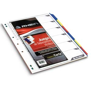 Separador Rhein Tamaño Carta 6 Posiciones Vinilico Color <font color="red"; size= "2"><sup> (Disponible Solo en Punta Arenas)<sup></font>