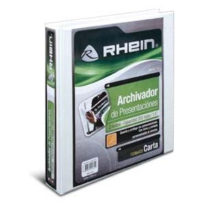 Archivador de Presentación Rhein Carta 2 Anillos 0,5" Blanco <font color="red"; size= "2"><sup> (Solo en Punta Arenas)<sup></font>