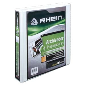 Archivador de Presentación Rhein Oficio  2 Anillos 1,5" Blanco<font color="red"; size= "2"><sup> (SA)<sup></font>