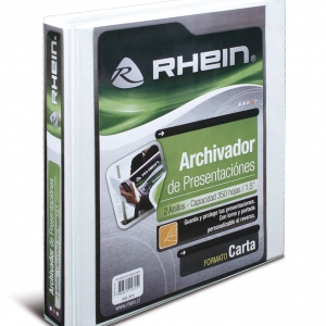 Archivador de Presentación Rhein Carta 2 Anillos 1,5" Blanco <font color="red"; size= "2"><sup> (Solo en Punta Arenas)<sup></font>