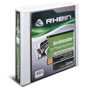 Archivador de Presentación Rhein Carta 3 Anillos 1,5" Blanco <font color="red"; size= "2"><sup> (Disponible solo en Punta Arenas)<sup></font>