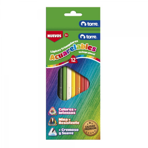 Lápiz Acuarelable Torre Triangular 12 Colores