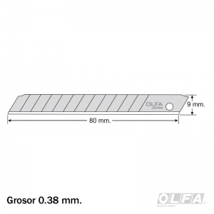 Repuesto Cuchillo Olfa AB-10 Chico 10und. <font color="red"; size= "2"><sup> (SA)<sup></font>