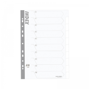 Separador Datazone A4 Plastico Blanco 10un	<font color="red"; size= "2"><sup> (SA)<sup></font>