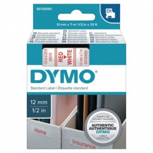 Cinta Dymo Lm-220 Rojo Sobre Blanco 12mm