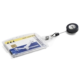 Portacredencial Durable Doble con Cordón Retráctil