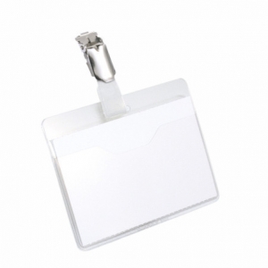 Portacredencial Durable con Clip Giratorio y Bolsillo 9x6cm