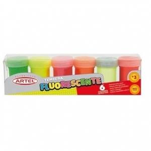 Témpera Artel Fluorescente  6 Colores  <font color="red"; size= "2"><sup> (Disponible desde I - IX Región )<sup></font><font color="red"; size= "2"><sup> (SA)<sup></font>