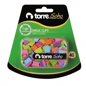 Magic Clip Torre Colores 40 Und Caja Metálica