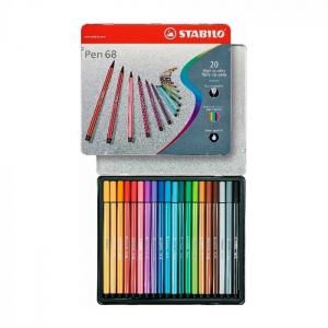 Set 20 Marcador Stabilo Point Caja Metalica