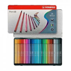 Set 30 Marcador Stabilo Point Caja Metalica