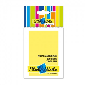 Nota Adhesiva Stick & Write 76x50 Amarilla 100 Hjs