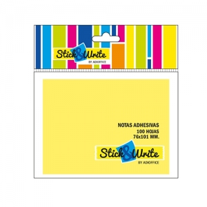 Notas Adhesivas Stick & Write 76x101 Amarilla 100 Hjs