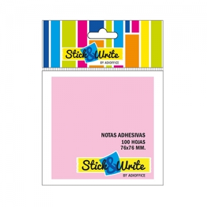 Nota Adhesiva Stick & Write 76x76 Rosado 100Hjs