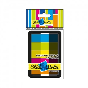 Banderita Stick & Write Pop-up 5 Colores 150Hjs <font color="red"; size= "2"><sup> (SA)<sup></font>