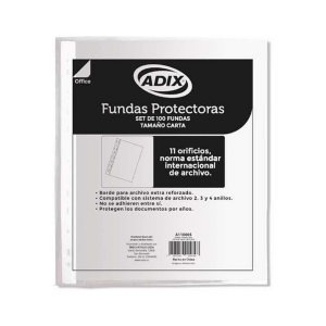 Funda Adix Tamaño Carta Borde Blanco 100 unidades <font color="red"; size= "2"><sup> (Disponible Solo Punta Arenas)<sup></font>