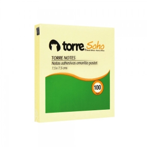 Nota Adhesiva Torre 7,5x7,5 cm Amarilla 100hj