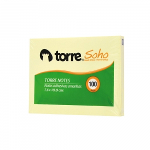 Nota Adhesiva Torre 10x7,6 Cm Amarilla 100hj