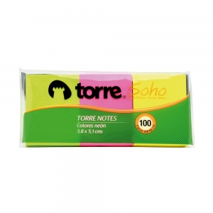 Nota Adhesiva Torre 5,1x3,8cm Colores Neon 3un