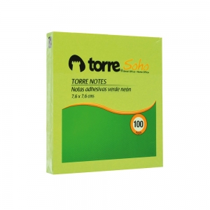 Nota Adhesiva Torre 7,6x7,6cm Verde 100hj