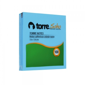 Nota Adhesiva Torre 7,6x7,6cm Celeste 100hj