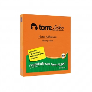 Nota Adhesiva Torre 7,6x7,6cm Naranjo 100hj