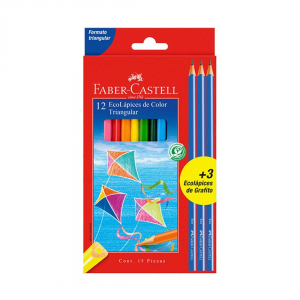 Lápiz Color Faber 12 Colores Triang +3 Grafito