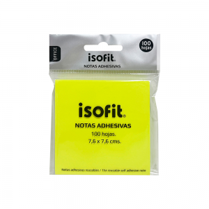 Notas Adhesivas Isofit Amarillo 76x76mm 100hj