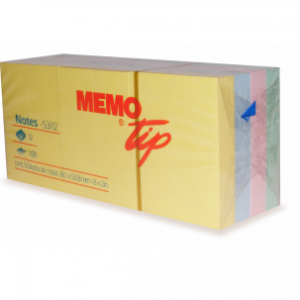 Notas Adhesiva Memotip Pastel 38x51mm 100Hojas 12 Unidades