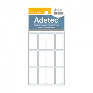 Etiqueta Rectangular Blanca Adetec 19x40mm 120 Etiquetas <font color="red"; size= "2"><sup> (SA)<sup></font>