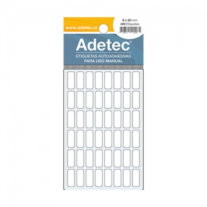 Etiqueta Rectangular Blanca Adetec 8x20mm 480 Etiquetas