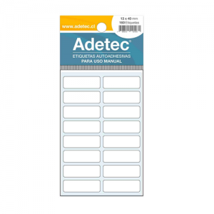 Etiqueta Adetec Rectangular Blanca 13x40 mm <font color="red"; size= "2"><sup> (SA)<sup></font>