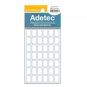 Etiqueta Adetec Rectangular Blanca 11x17 mm <font color="red"; size= "2"><sup> (SA)<sup></font>