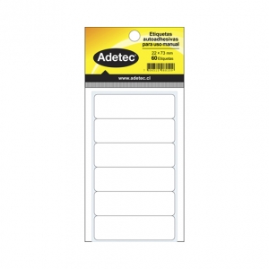 Etiqueta Rectangular Blanca Adetec 22X73mm 60 Etiquetas
