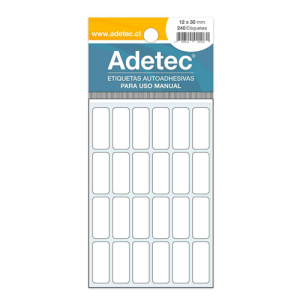 Etiqueta Adetec Rectangular Blanca 12x30 mm <font color="red"; size= "2"><sup> (SA)<sup></font>