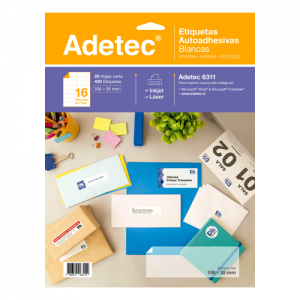 Etiqueta Adetec Ink-Jet Blanca 106x35mm 25hj