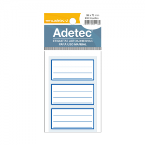 Etiqueta Adhesiva Adetec Escolar Borde Azul 35x70mm 8 hjs