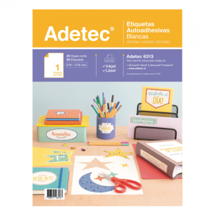 Etiqueta Blanca Mate Adetec 216x279mm Carta 25 Etiquetas <font color="red"; size= "2"><sup> (SA)<sup></font>