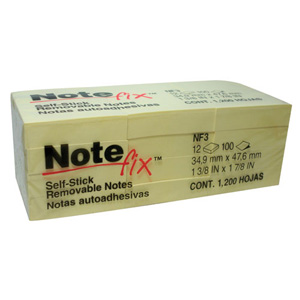 Nota Adhesiva Notefix 653 (34x47mm) Amarillo 12un 100hj <font color="red"; size= "2"><sup> (Disponible Solo en Punta Arenas)<sup></font>