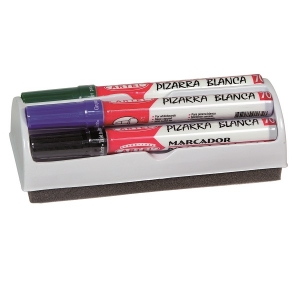 Borrador con 4 Plumones de Pizarra Blanca Artel
