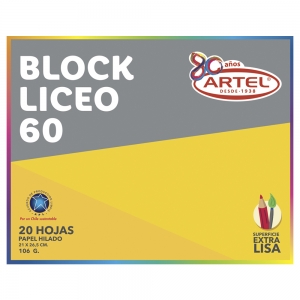 Block de Dibujo Artel Liceo 60  20 Hojas  <font color="red"; size= "2"><sup> (SA)<sup></font>