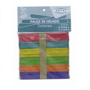 Palos de Helados Artel Colores Gruesos 50 Un<font color="red"; size= "2"><sup> (SA)<sup></font>