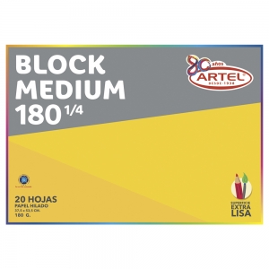 Block de Dibujo Artel Medium 180 1/4 20 Hojas<font color="red"; size= "2"><sup> (SA)<sup></font>
