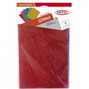 Goma Eva Artel Stylo Glitter 6 Colores