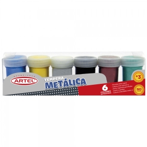 Tempera Artel Metálica 6 Colores 15Ml  <font color="red"; size= "2"><sup> (Disponible desde I - IX Región )<sup></font><font color="red"; size= "2"><sup> (SA)<sup></font>