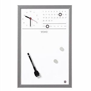Pizarra Magnética Bisilque con Reloj 45x30 Marco Gris