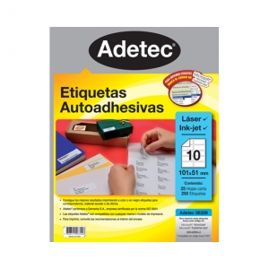 Etiqueta Blanca Mate Adetec 101x51mm Carta 250 Etiquetas