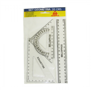 Set Geometría 30cm Sellofice  <font color="red"; size= "2"><sup> (Disponible desde I - IX Región )<sup></font><font color="red"; size= "2"><sup> (SA)<sup></font>