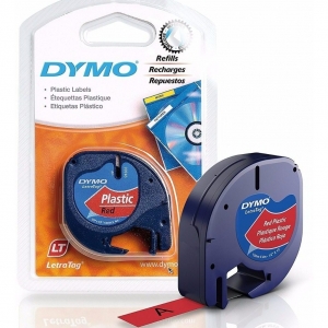 Cinta Dymo Rotuladora 12mm Roja